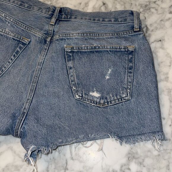 Agolde Light Blue Frayed Jean Shorts 28 - Picture 9 of 9